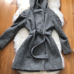 Calvin Klein Woman's hoodie coat/gray & belt zipper